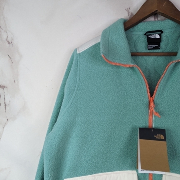 The North Face Royal Arch Jacket Womens Wasabi Gardenia Coral Fleece Zip - Picture 3 of 16